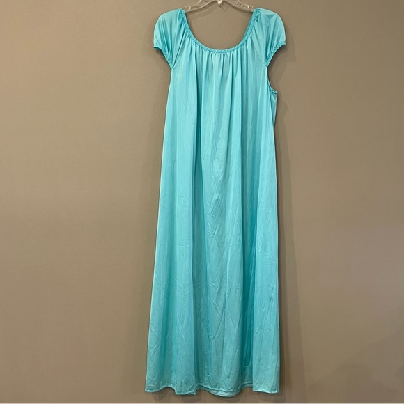2 Piece Lorraine Vintage Lace Nightgown Robe Set One Size Aqua Teal Blue Green - Picture 9 of 16
